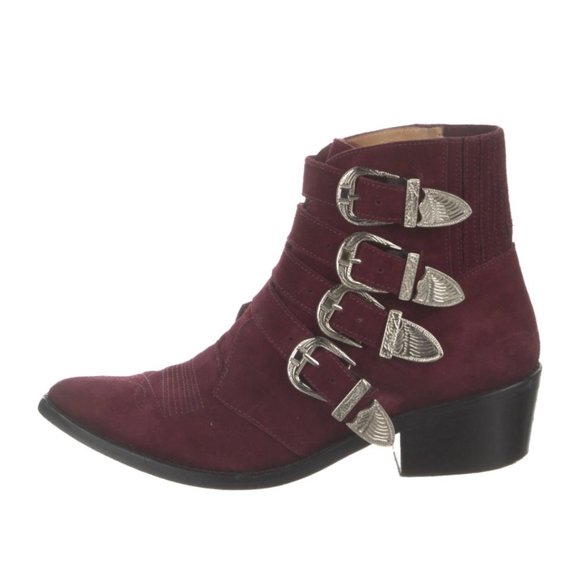 Toga Pulla Suede Embroidered Western Bootie - Picture 1 of 7